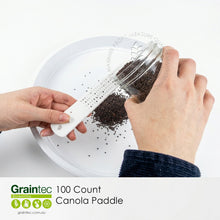 Load image into Gallery viewer, Perform quick seed counts and help detect damage (distinctly green or heat damaged) with the 100 Count Canola Paddle | Graintec Scientific