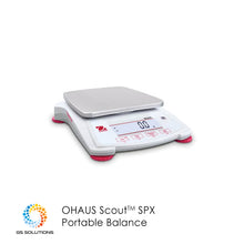 Load image into Gallery viewer, Geared for high performance in your facility with fast stabilisation time and high resolution weighing results, the OHAUS Scout SPX Portable Balance sets a new standard in laboratory and industrial weighing.
