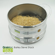 Load image into Gallery viewer, Barley sieve stack commodity sieves, manufactured to Grain Trade Australia specifications. Available from Graintec Scientific | www.graintec.com.au
