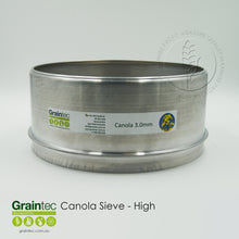 Load image into Gallery viewer, Canola Sieve Stack - Top sieve: 3.0mm Round-hole, high-sided. Available from Graintec Scientific | www.graintec.com.au