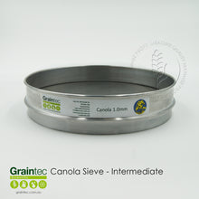 Load image into Gallery viewer, Canola Sieve Stack - Bottom sieve: 1.0mm Round-hole, intermediate height. Available from Graintec Scientific | www.graintec.com.au