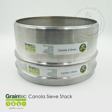 Load image into Gallery viewer, Canola sieve stack commodity sieves, manufactured to Grain Trade Australia specifications. Available from Graintec Scientific | www.graintec.com.au