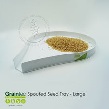 Load image into Gallery viewer, The 400mm Spouted Grain Tray makes grain inspection easy and the spouted shape makes pouring grain clean and simple. Available from Graintec Scientific | www.graintec.com.au