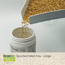 Load image into Gallery viewer, The 400mm Spouted Grain Tray makes grain inspection easy and the spouted shape makes pouring grain clean and simple. Available from Graintec Scientific | www.graintec.com.au