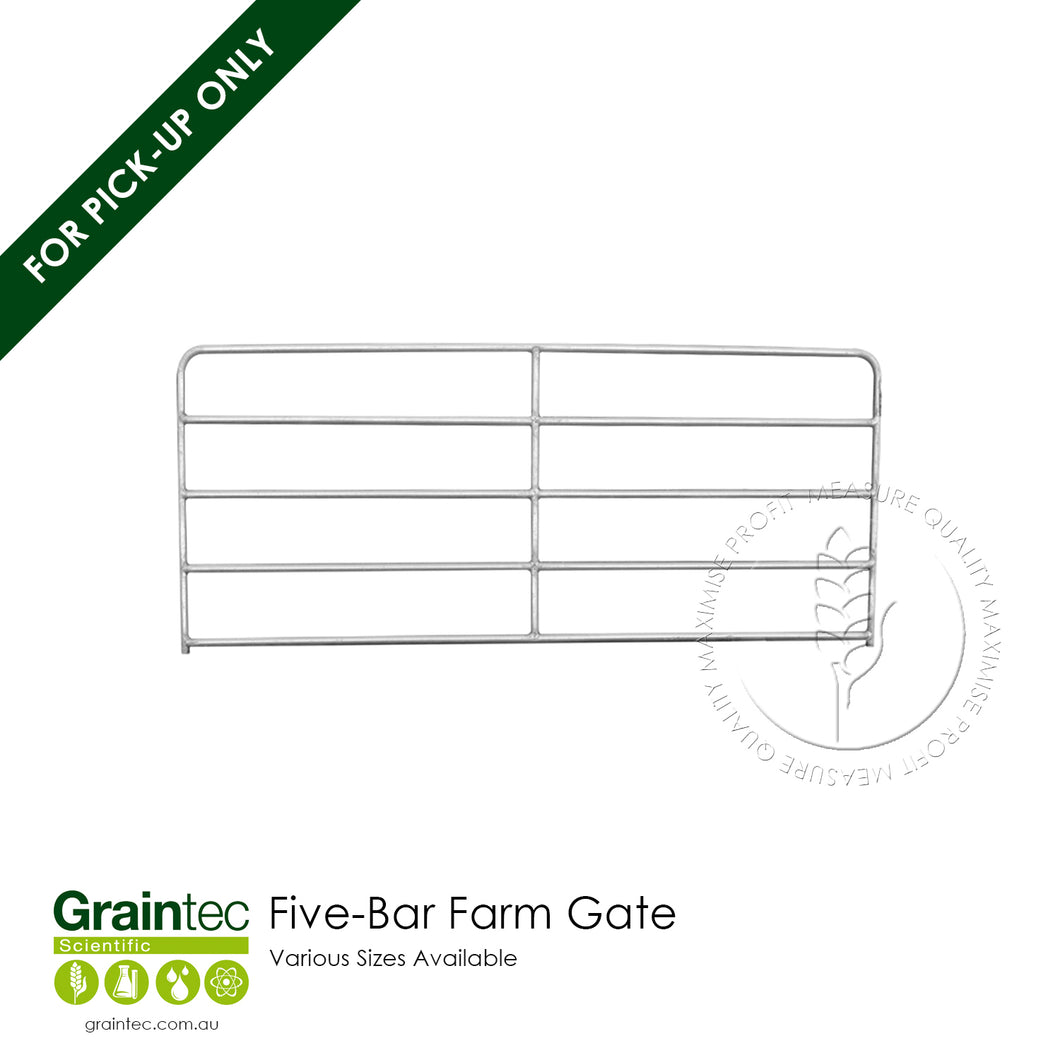 Five-Bar Farm Gate, galvanised steel, suitable for large cattle and horse paddock entry | Graintec Scientific