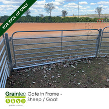 Load image into Gallery viewer, Ready to Install:  Gate in Frame - Sheep / Goat includes 16mm pins to connect straight to your panels | Graintec Scientific
