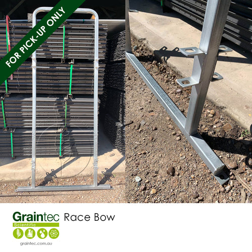 Galvanised Race Bow fabricated from 40 RHS for secure cattle handling | Graintec Scientific