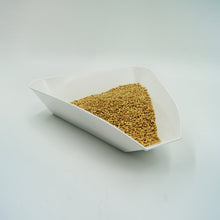 Load image into Gallery viewer, Classic white triangular seed and grain tray for sampling and grain testing. Available at Graintec Scientific | www.graintec.com.au
