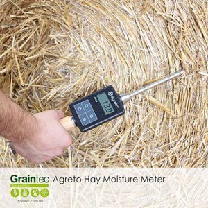 The Agreto Hay Moisture Meter is available at Graintec Scientific | www.graintec.com.au