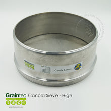 Load image into Gallery viewer, Canola Sieve Stack - Top sieve: 3.0mm Round-hole, high-sided. Available from Graintec Scientific | www.graintec.com.au
