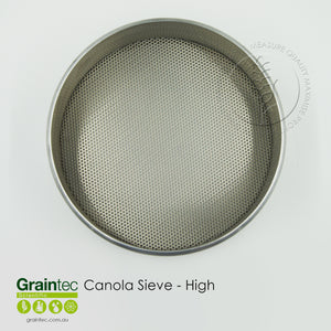 Canola Sieve Stack - Top sieve: 3.0mm Round-hole, high-sided. Available from Graintec Scientific | www.graintec.com.au