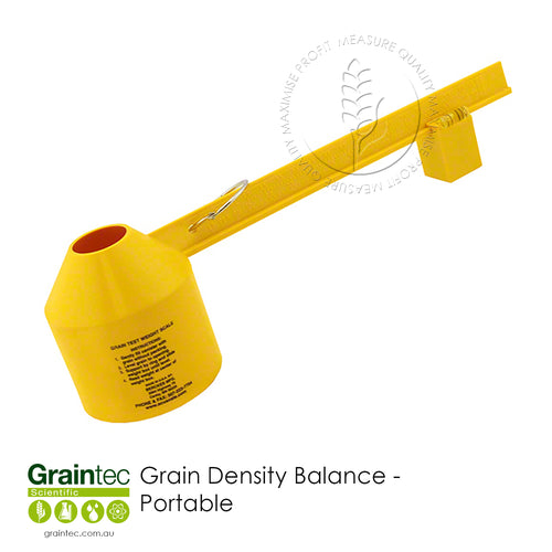 The portable grain density scale is used to determine grain yield, bin capacities and feed and milling quality. Available at Graintec Scientific | www.graintec.com.au