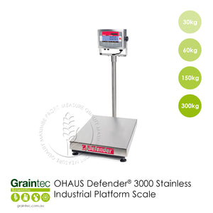 GRAINTEC SCIENTIFIC | OHAUS Defender® 3000 Stainless Industrial Platform Scale