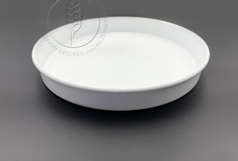 White sieve catch pan, 300mm diameter. Suitable for commodity sieves (e.g. wheat, barley, etc). Available from Graintec Scientific | www.graintec.com.au