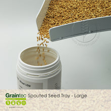 Load image into Gallery viewer, The 400mm Spouted Grain Tray makes grain inspection easy and the spouted shape makes pouring grain clean and simple. Available from Graintec Scientific | www.graintec.com.au 
