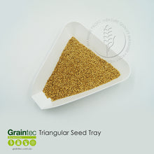 Load image into Gallery viewer, Classic white triangular seed and grain tray for sampling and grain testing. Available at Graintec Scientific | www.graintec.com.au
